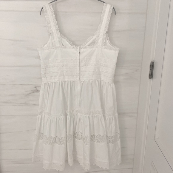 DOLCE & GABBANA | Broderie - Anglaise Tiered Sleeveless Mini Dress | Size US 14 - Picture 5 of 11